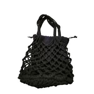 Black macrame drawstring bag from Dublin Ireland by Primark